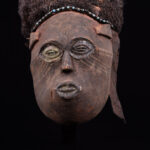 Lele Mask - Wood, Plant fibre, Beads - KUBA - Congo