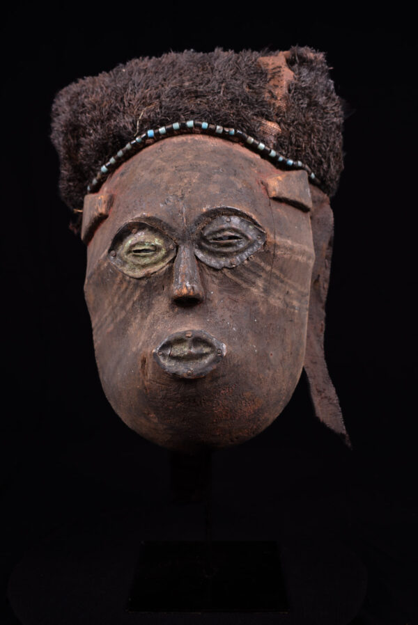Lele Mask - Wood, Plant fibre, Beads - KUBA - Congo