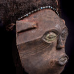 Lele Mask - Wood, Plant fibre, Beads - KUBA - Congo