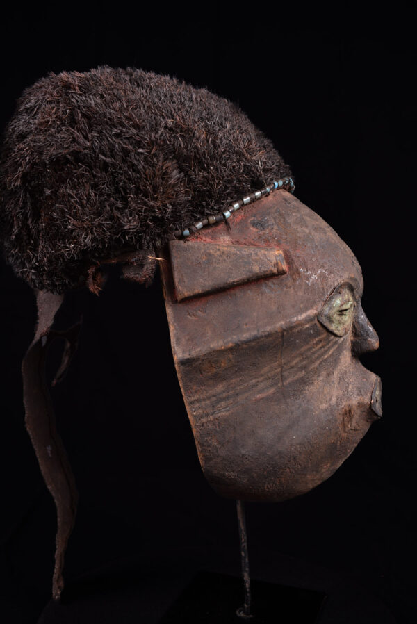Lele Mask - Wood, Plant fibre, Beads - KUBA - Congo