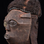 Lele Mask - Wood, Plant fibre, Beads - KUBA - Congo
