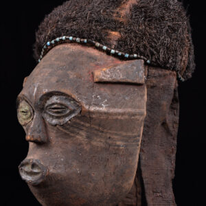 Lele Mask - Wood, Plant fibre, Beads - KUBA - Congo