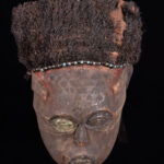 Lele Mask - Wood, Plant fibre, Beads - KUBA - Congo