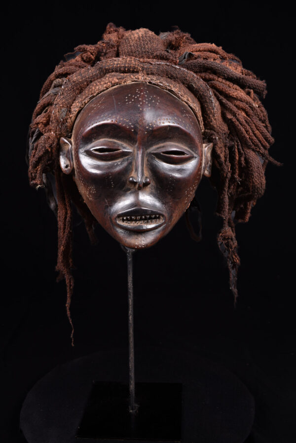 Mwana Pwo Mask - Wood, Rope - Chokwe - DR Congo