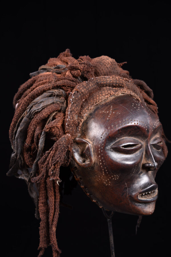 Mwana Pwo Mask - Wood, Rope - Chokwe - DR Congo