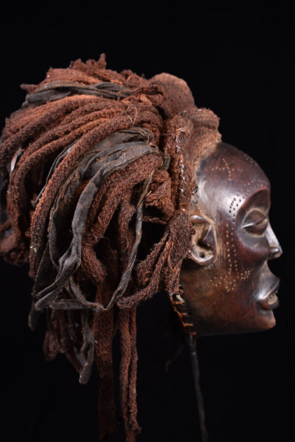 Mwana Pwo Mask - Wood, Rope - Chokwe - DR Congo
